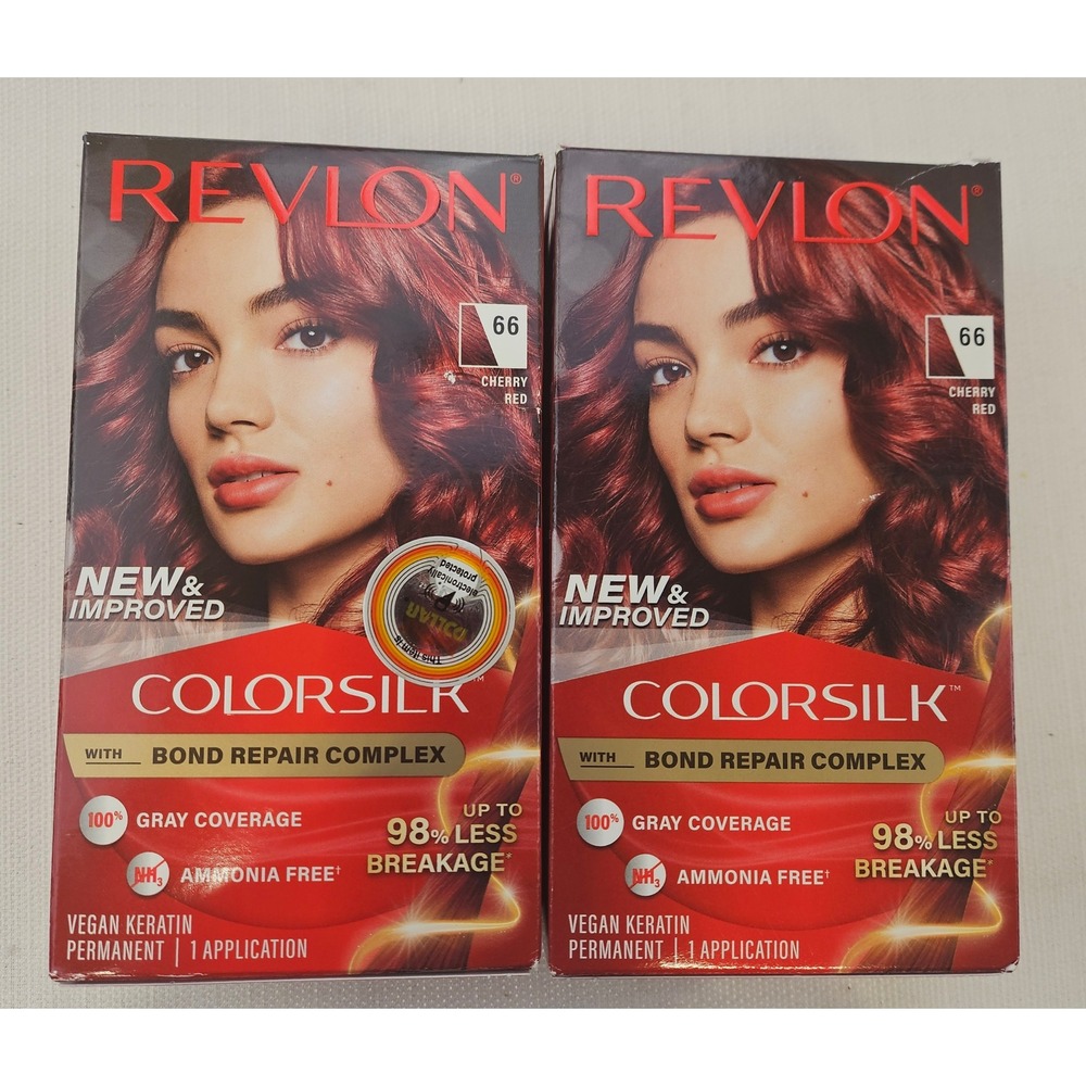 Revlon Colorsilk 66 Cherry Red Permanent Hair‎ Color New & Improved 2 boxes